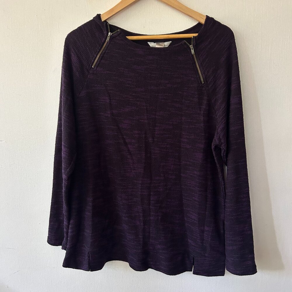 Christopher & Banks Whimsigoth Sweater Womens Large Purple Zipper Witchy